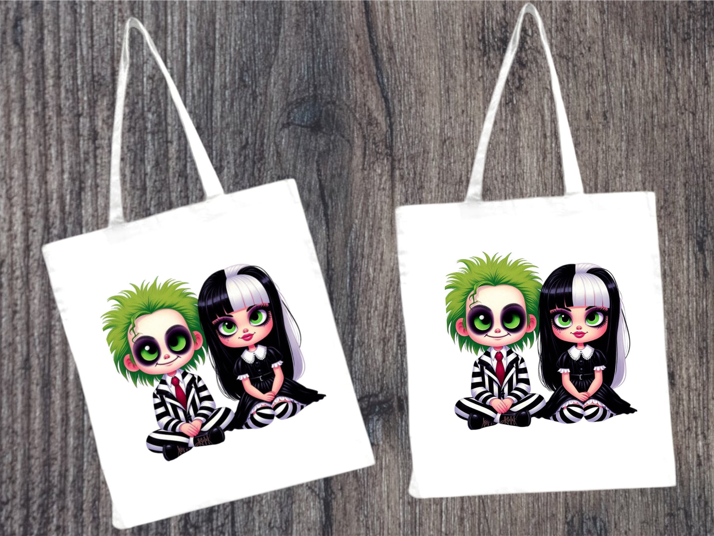 Strange and unusual cute couple tote bag