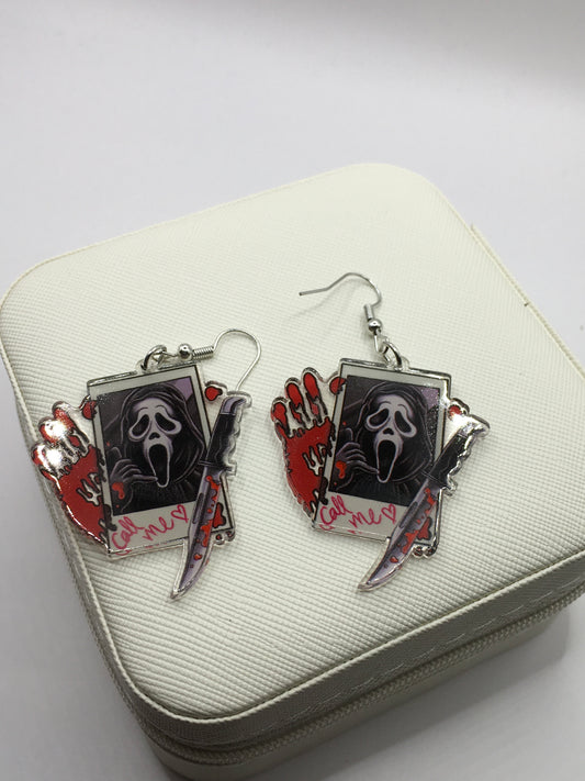 Scream inspired call me earrings