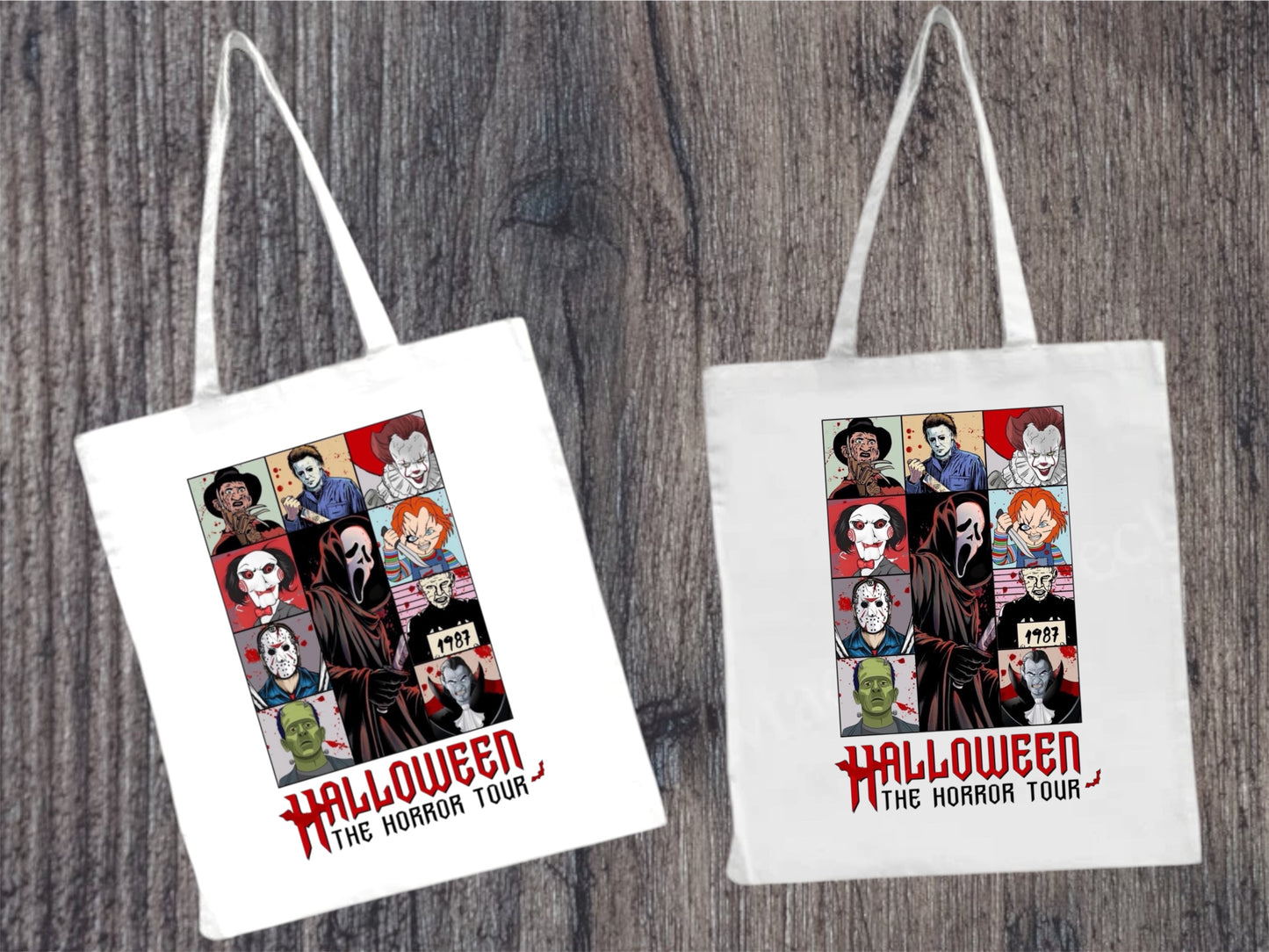 Halloween horror tour tote bag