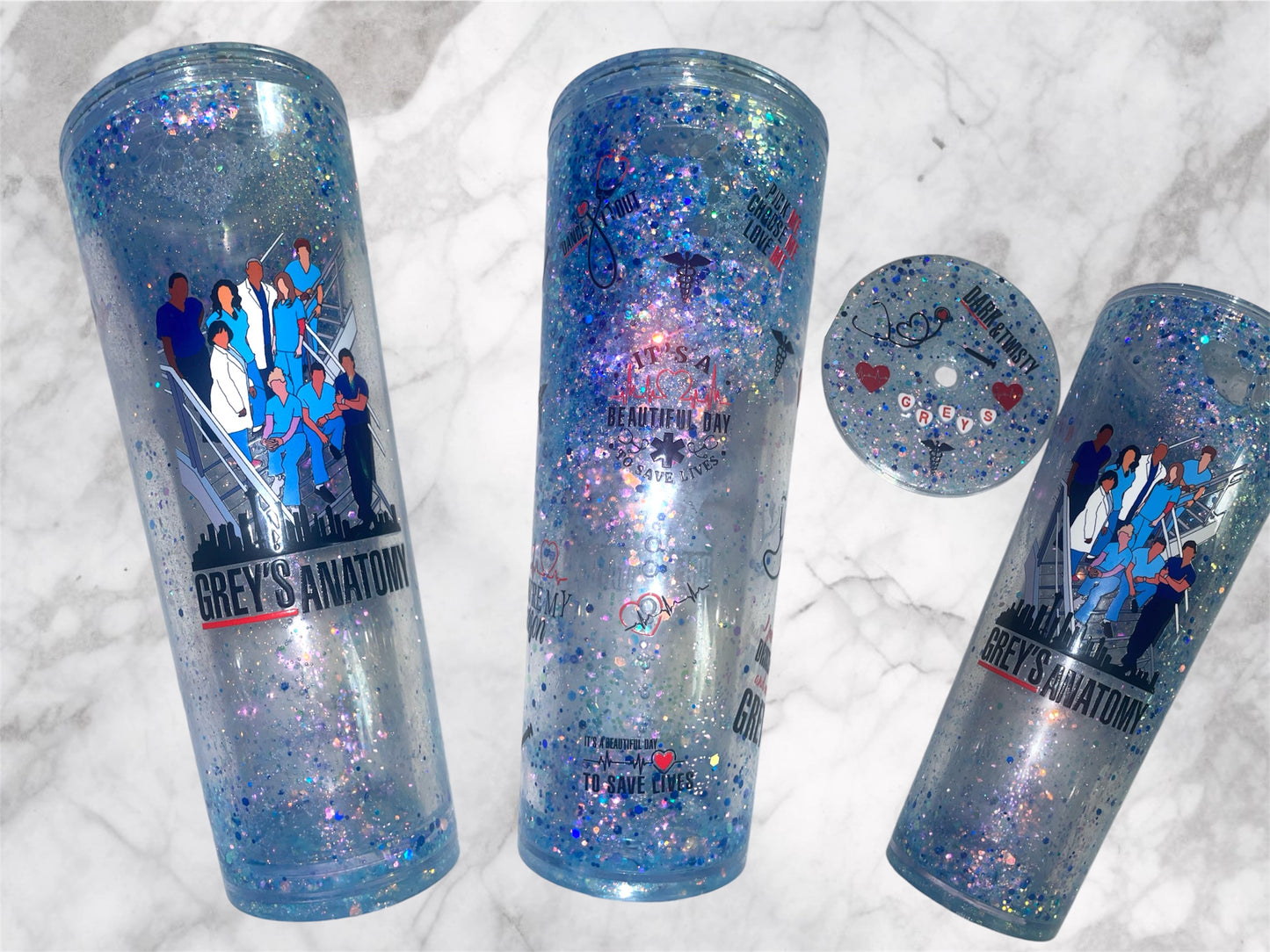 Greys inspired snow globe tumbler